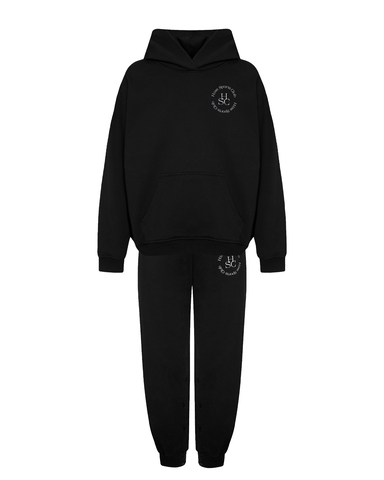 Комплект: толстовка и брюки из футера на кнопках черный