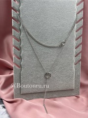 Колье многослойной серебристое с кольцами