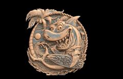 Силиконовый молд № 510 медальон Серфер Акула