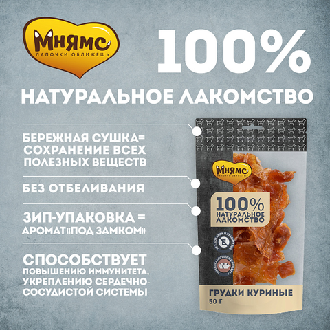 Лакомство Мнямс На каждый день для собак Грудки куриные 50 г
