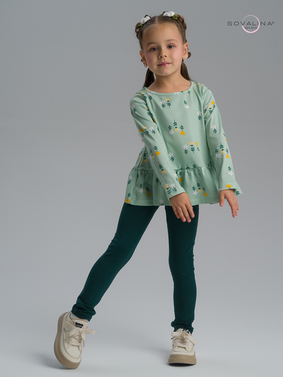 Костюм Алиса SG цветки на оливке-изумруд