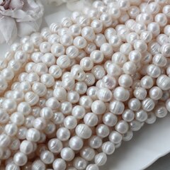 Жемчуг натуральный речной, круглый, 8-11 мм, 1 нить, Ж014