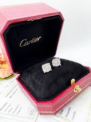 Серьги пусеты каратники CARTIER из серебра 925 пробы