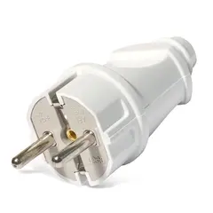 89-0-049 Вилка сетевая 16А, с/з прямая, белая, 89-0-049(G-A101) Universal