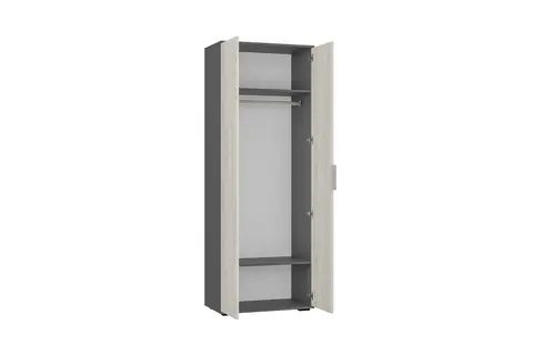 Шкаф 2-х створчатый Плаза графит / дуб крафт белый