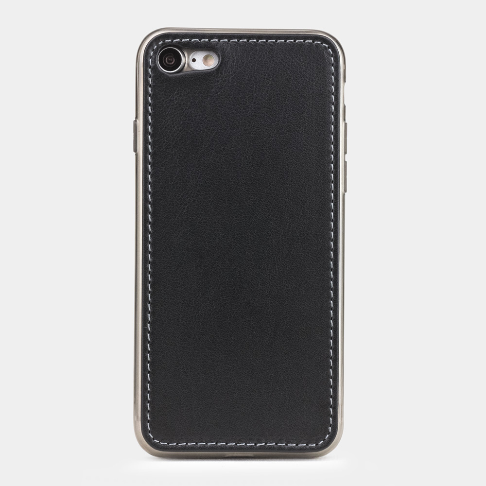 Чехол-накладка для iPhone SE/8 из натуральной кожи теленка, черного цвета