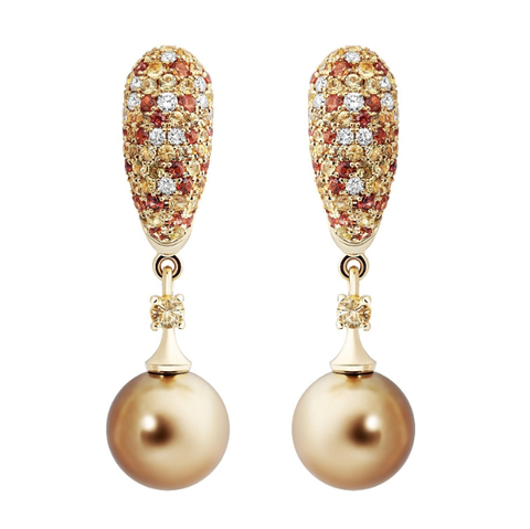 Серьги с Морским Жемчугом, Сапфирами и Бриллиантами, E0109-0/2