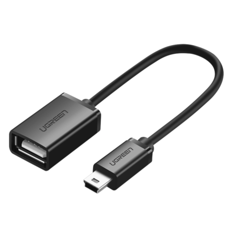Кабель  UGREEN Mini USB 5Pin to USB 2.0 A Female OTG Cable 10 см черный US249