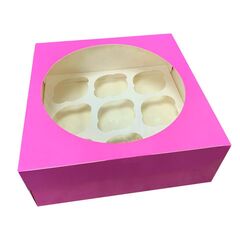 Коробка на 9 капкейков, розовая ForGenika