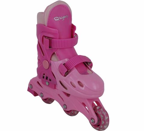 Коньки роликовые, раздвижные BW-501PN, цвет розовый,р. 31-34 S.
