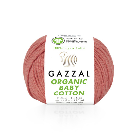 Пряжа Gazzal Organic Baby Cotton 419 коралл (уп.10 мотков)