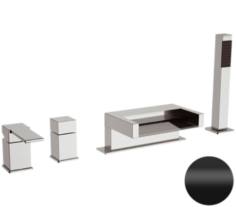 Remer Qubika Cascata QC06NO Смеситель для ванны, черный матовый