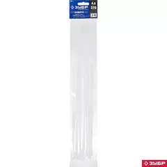 ЗУБР КОБРА, 4.6 x 370 мм, нейлон РА66, 25 шт, белые, кабельные стяжки с плоским замком, Профессионал (30930-46-370)