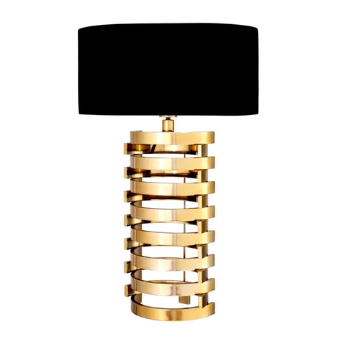 Настольная лампа Boxter, размер L, золотистая с черным абажуром