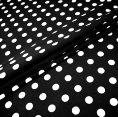 Ткань плательная Кашибо белый горох на чёрном, d 1,2 см