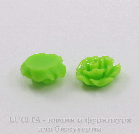 Кабошон акриловый "Роза", цвет - салатовый, 10 мм, 5 штук