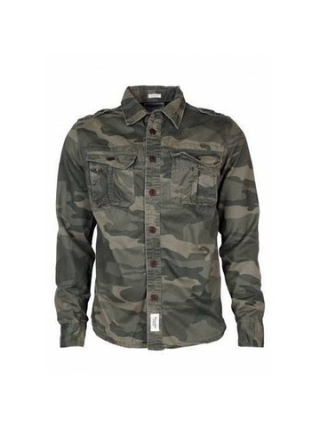 Рубашка Abercrombie & Fitch с длинным рукавом (зеленый кмф)