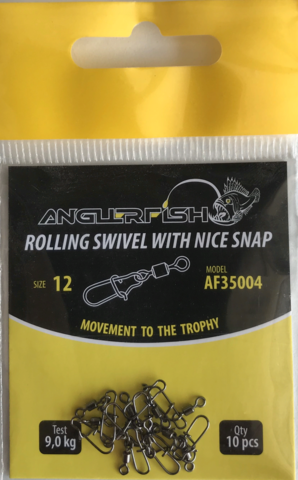 Anglerfish Rolling swivel with nice snap #12 Вертлюжок с застежкой (продажа от 5 шт)