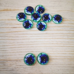 Глазки стеклянные круглые клеевые Бирюза 14мм (2шт)