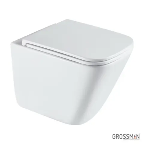 Унитаз подвесной Grossman GR-4479SQC Tornado безободковый с тонким сиденьем 490x340x385