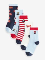Носки хлопковые для мальчика Next B26-903, 5 шт., Голубой, Красный