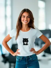 Футболка больших размеров с принтом кот