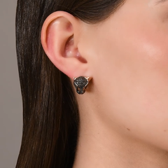 3020493 - Серьги Пантеры из золота 585 пробы с черными бриллиантами и изумрудами