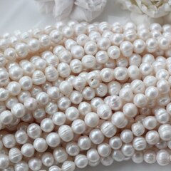 Жемчуг натуральный речной, круглый, 8-11 мм, 1 нить, Ж014