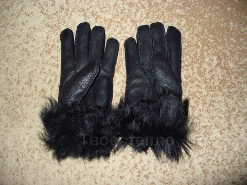 Женские перчатки из дубленой кожи