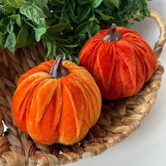 Тыква искусственная бархатная, муляж, 10 см, набор 2 шт.