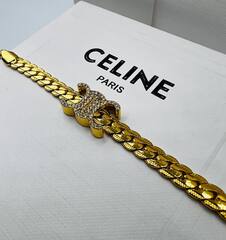 Браслет цепь CELINE с подвеской лого lux