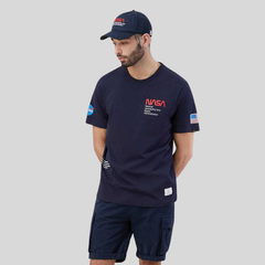 Футболка Alpha Industries Nasa Worm Logo Tee Rep. Blue (Синяя)