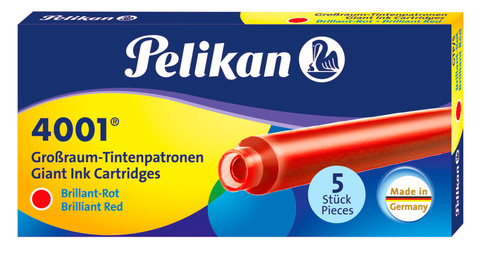 Картридж с чернилами Pelikan Ink 4001 Giant GTP/5, International Long, Brilliant Red (310623)