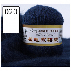 Пряжа "Норка" длинноворсовая, Пух норки-90 % Полиамид-10 %, тёмный джинс