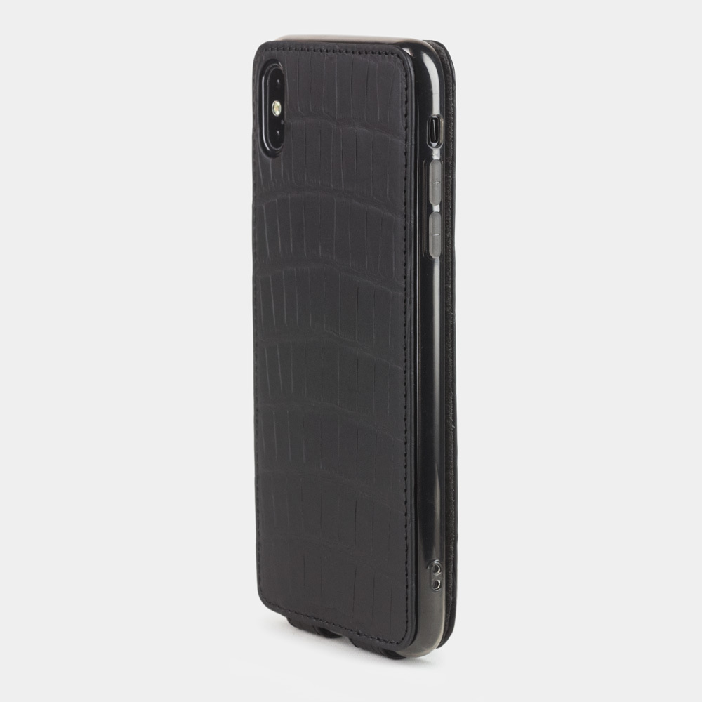 Чехол для iPhone XS Max из натуральной кожи крокодила, цвета черный карбон