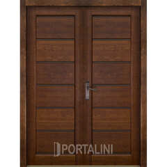 Купить Межкомнатная двустворчатая дверь массив ольхи Премьер плюс античный орех остеклённая