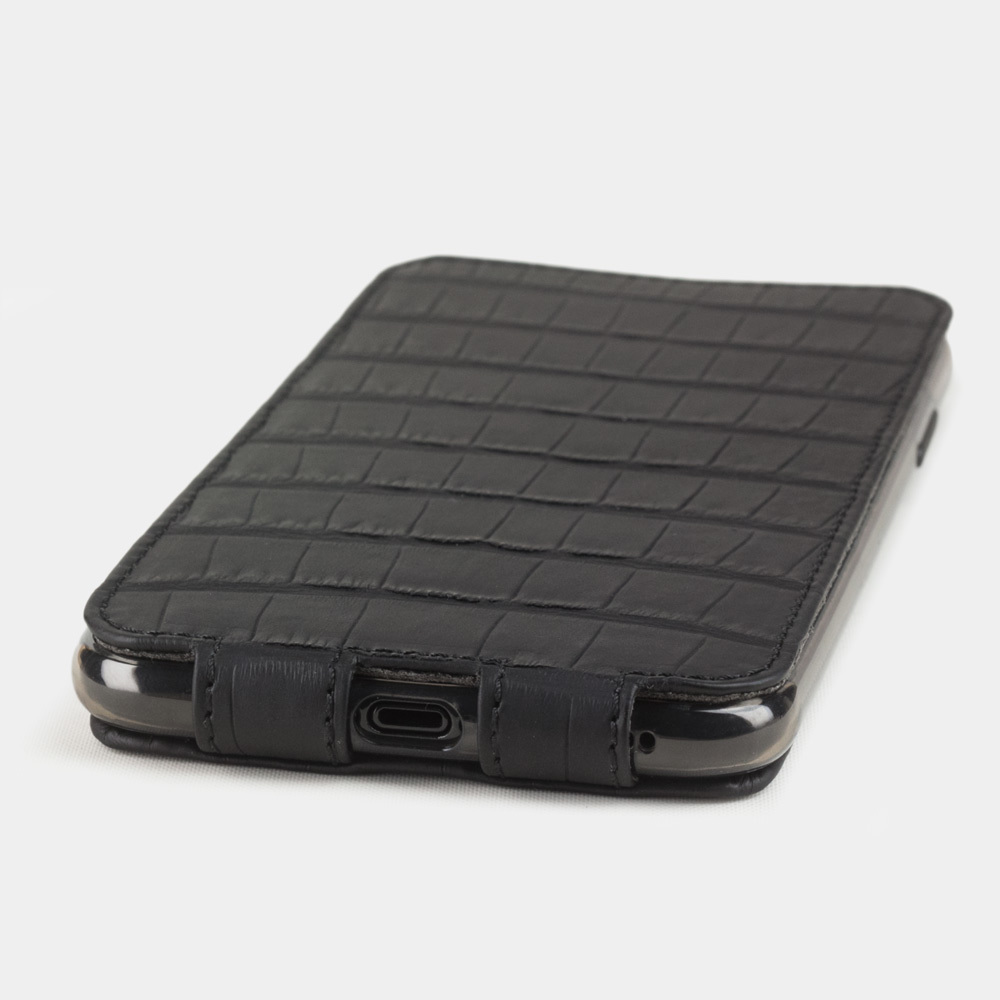Чехол для iPhone XS Max из натуральной кожи крокодила, цвета черный карбон
