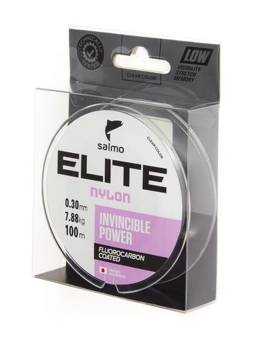 Леска монофильная SALMO Elite Fluoro Coated Nylon, 100 м, 0,30 мм, прозрачная