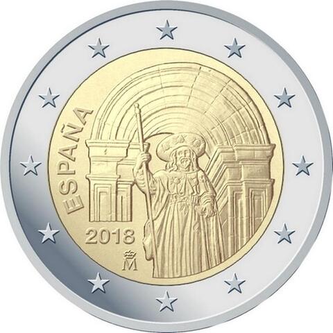 2 евро 2018 Испания - Исторический центр Сантьяго-де-Компостела