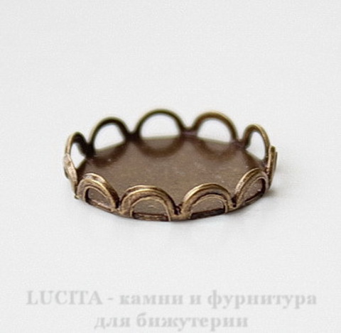 Сеттинг - основа для камеи или кабошона 13 мм (оксид латуни) ()
