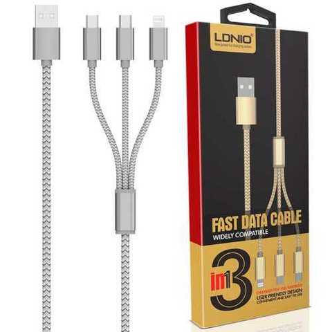 Мультифункциональный кабель LDNIO LS-85 3 in 1 USB-micro USB-Apple Charging 1200mm серый