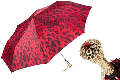 Зонт женский складной Pasotti - Black and Red Animalier Folding Umbrella