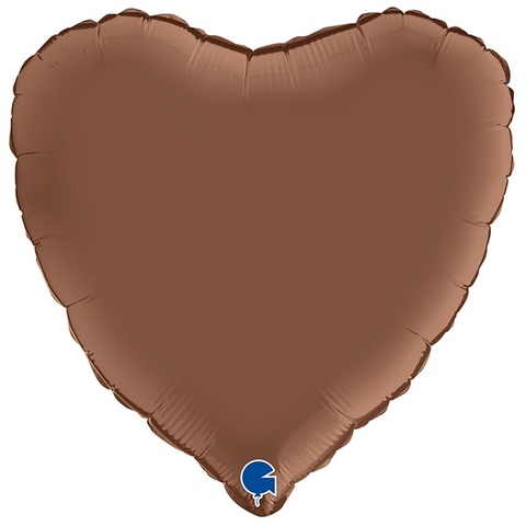 Г 18''/46 см, Сердце, Сатин, Шоколадный, 1 шт.