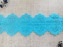 Кружево матовое плетеное, ш. 9,1 см, голубой