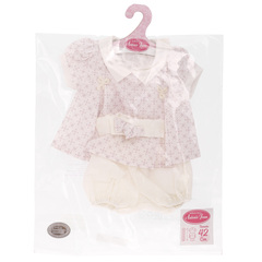 Munecas Antonio Juan Одежда для кукол и пупсов 40 - 45 см, платье с принтом, повязка на голову, трусики (91042-28)