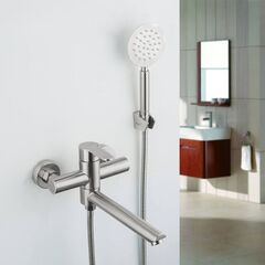 Смеситель для ванны, Frap, корот изл, с картриджем, нерж, F32801