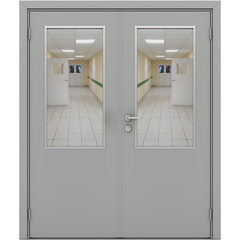 Купить Влагостойкая двустворчатая дверь Модель 7 серая остеклённая