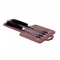 Зажимы на соски «вилки» с кисточками из замши, черный