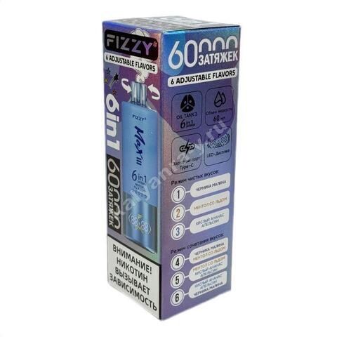 Fizzy Max III (6 в 1) 60000 затяжек - Ментол со Льдом (микс №8)