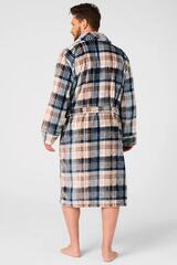 Халат мужской KEY MGL 443 | Графит + бежевый